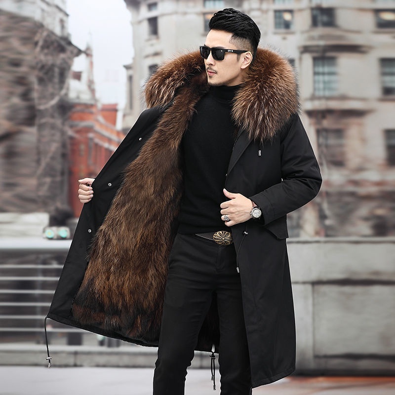 ดาวดวงเดียวกันMens Fur Coat ฤดูหนาว Faux Fur Outwear Hooded Coat Hoodies Casual Parka แจ็คเก็ตยาวขนแกะ Overcoats Ropa De #4