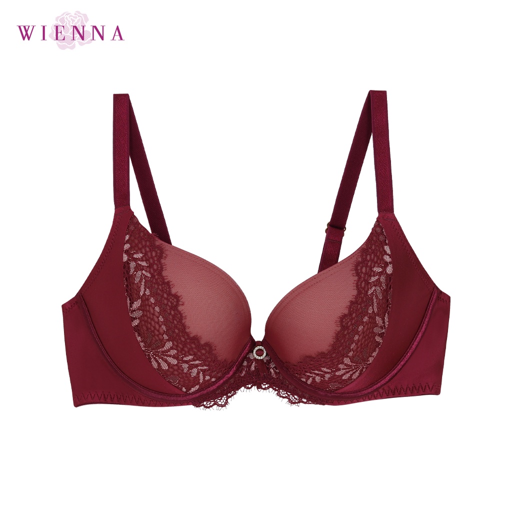 WIENNA BRA Collection LUXURY DB22320 ชุดชั้นในเวียนนา เสื้อชั้นในลูกไม้ สีส้มอ่อน สีแดง Rose Lily