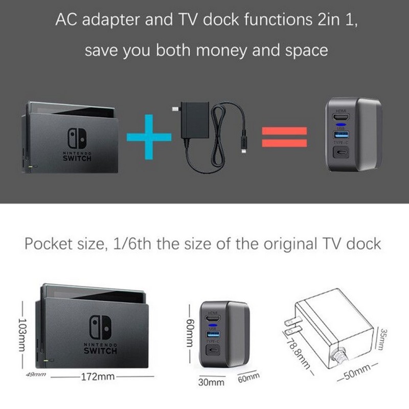 Nintendo Switch Charger + TV Dock (สายชาร์จ Nintendo Switch)(ที่ชาร์จ Switch)(ที่ชาร์จสวิต)(หม้อแปลง Switch)