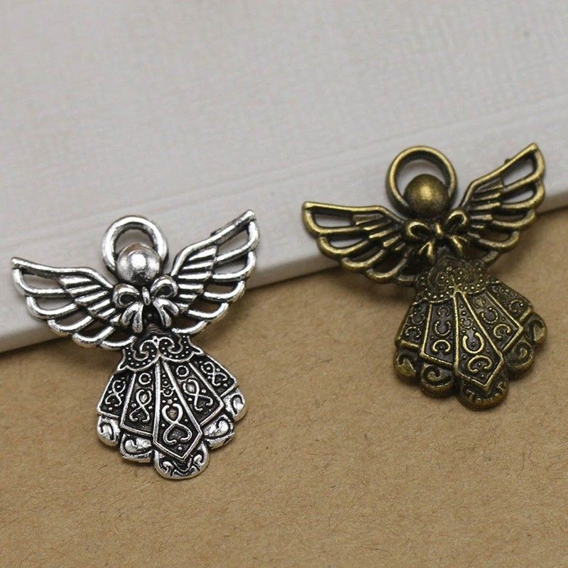 10pcs Antique Silver Wing Angel Charms Beads Pendants for DIY Bracelet Necklace