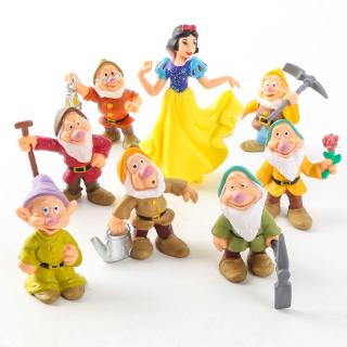 ฟิกเกอร์ Disney Princess Snow White &amp; Seven Dwarfs ของเล่นสำหรับเด็ก 8 ชิ้น