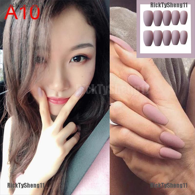 Cod Rts 24pcsset False Nails Fashion Fake Nails Tips Manicure Nail Art With Glue 4796