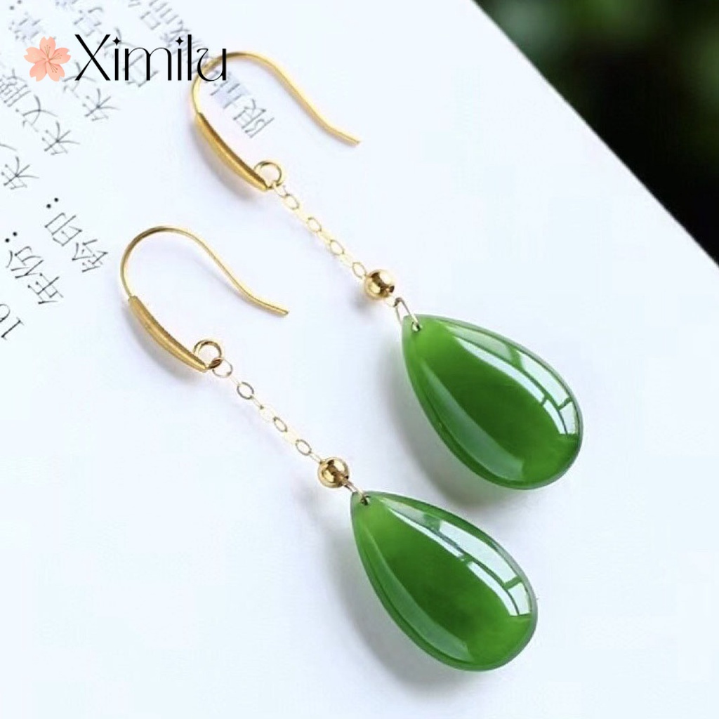 XIMILU💖 ต่างหูเงิน 925 หยกธรรมชาติ เครื่องประดับแฟชั่นเกาหลี วินเทจ สําหรับผู้ชาย ผู้หญิง
