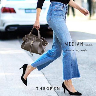 THEOREM กระเป๋าถือ สะพายได้ หนังแท้ รุ่น MEDIAN - สีเทา