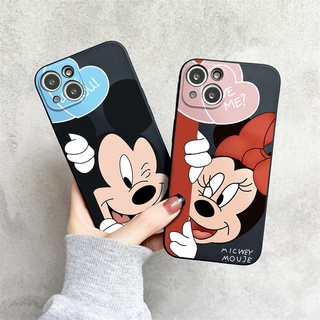 เคสโทรศัพท์มือถือแบบนิ่ม Tpu กันกระแทก ลายมิกกี้ มินนี่เมาส์ สีดํา สําหรับ iPhone 11 12 13 pro max XS X XR XSMax 7 8 6 6s plus 5 4 SE 2020