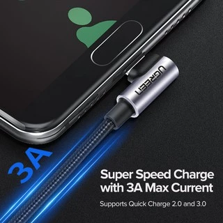 Ugreen สายชาร์จ USB C 90 องศา Type C QC ชาร์จเร็ว 2.0 3.0 สําหรับ compatible compatible for IPad Pro Samsung Galaxy LG Nintendo