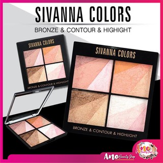 ซซเวนน่า บรอนเซอร์  คอนทัวร์บลัชออน อายแชโดว์ ไฮไลท์ ครบในตลับเดียว Sivanna Colors Bronze&amp;Contour&amp;Highlight HF362