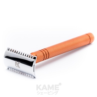 KAME (คาเมะ) มีดโกนสองคม Open Comb 12XL อลูมิเนียม ส้มทอง