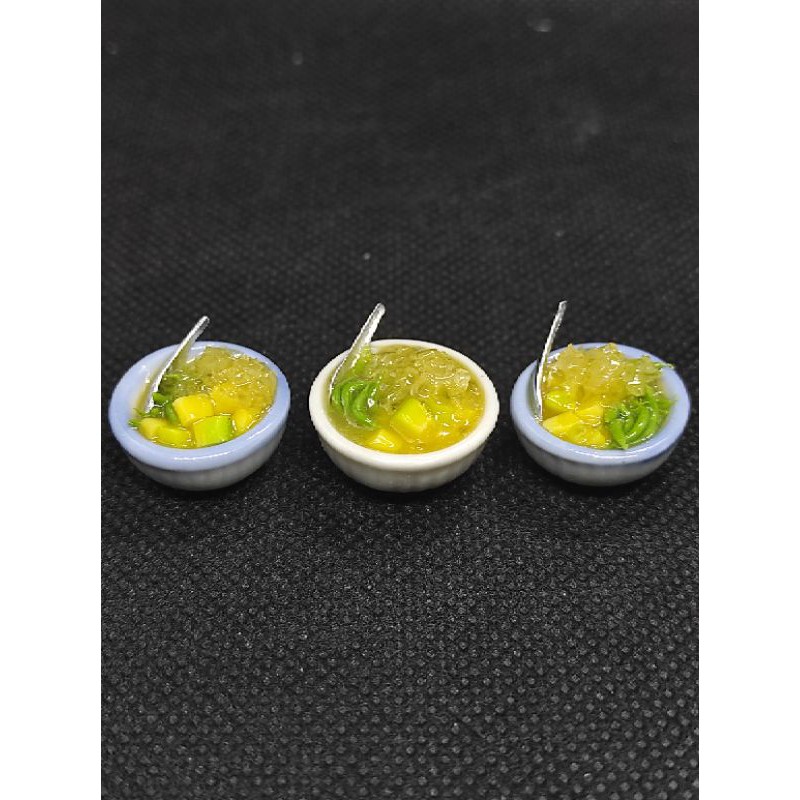 ลอดช่องแตงไทยน้ำกะทิจิ๋ว ลอดช่องเผือกจิ๋ว อาหารจิ๋ว ของจิ๋ว ของตกแต่งบ้านตุ๊กตา - รูปที่ 2