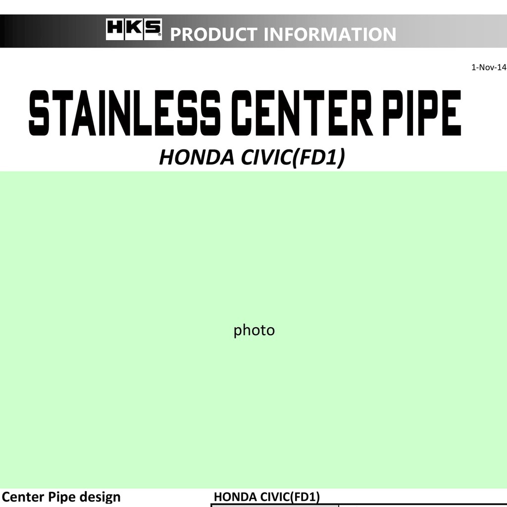 ท่อ HKS Honda Civic FD Center Pipe เครื่อง R18A