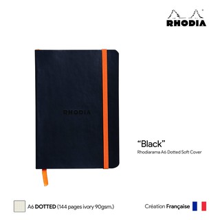 Rhodia Rhodiarama (A6) Dotted Soft Cover (Black) - สมุดโน๊ตปกอ่อน Rhodia ขนาด A6 ลายจุด สีดำ