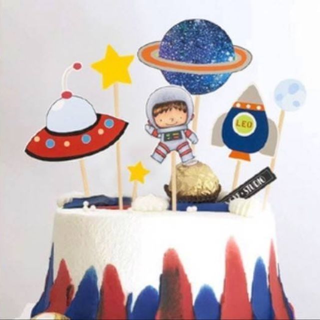 ไม้ปักเค้กHBD ไม้ปักเค้กนักบินอวกาศชาย 7 ชิ้น
