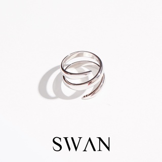 SWAN - Double Claw Plain Ring แหวนเงินแท้ เงินเกลี้ยง ปรับไซส์เองได้