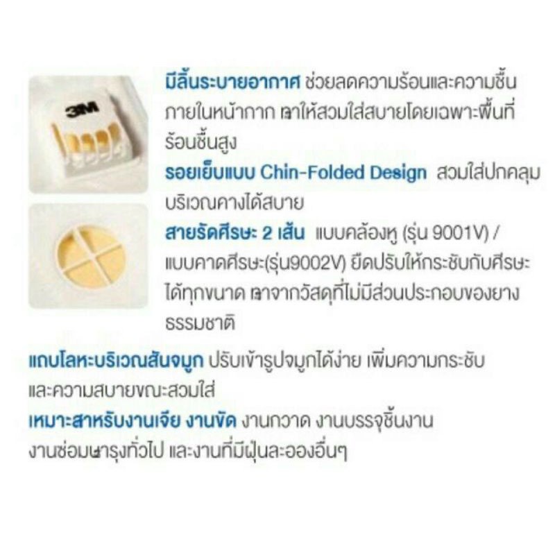 ✿۞3M 9001v หน้ากาก mask มีวาล์ว คาดหู พร้อมส่ง ของ