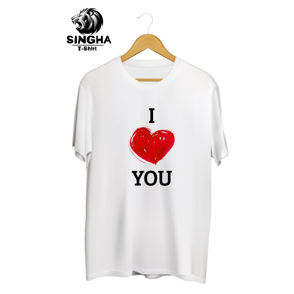 SINGHA T-Shirt Valentine's💕 เสื้อยืดสกรีนลาย I ❤ You