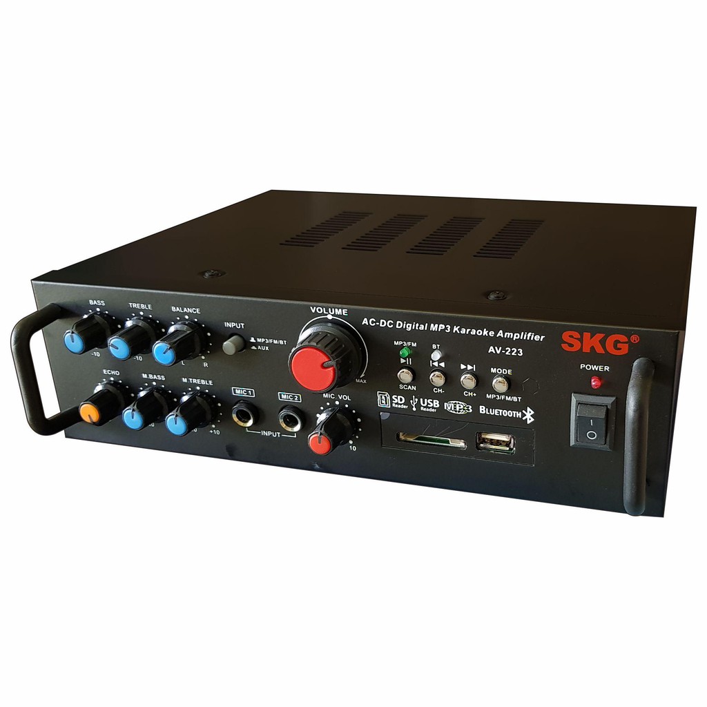 SKG AMPLIFIER เอส เค จี เครื่องแอมป์ขยายเสียง 2000W AV-223 ใช้งานร่วมกับบลูทูธ 3.0 เชื่อมต่อ บูลทูธ ได้ Bluetooth มีช่อง