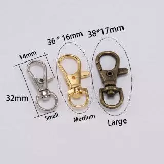 10ชิ้น ตะขอก้ามปูหมุนได้ (32-38mm) ตะขอเกี่ยวพวงกุญแจ อะไหล่กระเป๋า สายจูงสัตว์เลี้ยง DIY อะไหล่โลหะ