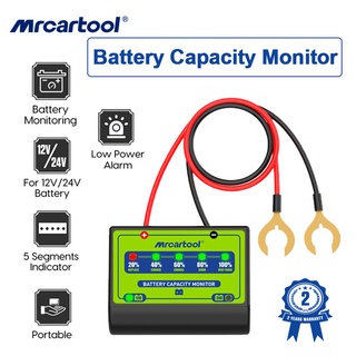 MRCARTOOL 12V / 24V รถ รถจักรยานยนต์ แบตเตอรี่ ความจุ หน้าจอ เครื่องวิเคราะห์ ปลุกพลังงานต่ำแบบพกพา Smart Automotive แบตเตอรี่ Tester  เครื่องวิเคราะห์ความจุแบตเตอรี่รถยนต์ รถจักรยานยนต์ แบบพกพา