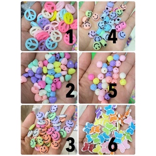 ลูกปัดสร้อยข้อมือแฟนซีคละสีหวานขนาด10-12มิลงานดี(หนัก50กรัม)