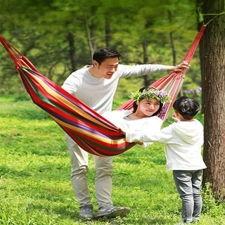 GA เปล เปลญวน เปลสีรุ้ง ขนาดใหญ่ 280*80cm เปลญวนผ้าใบ เปลรับน้ำหนัก 150kg (แถมฟรีกระเป๋าและเชือก)