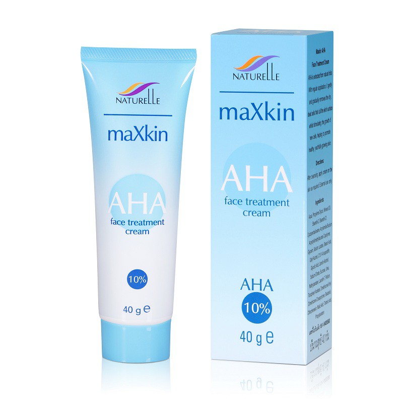 Maxkin AHA Face Treatment Cream AHA 10% (แม็กสกิน เอเอชเอ เฟซ ทรีทเม้นท์ ครีม) 40 กรัม 1 หลอด