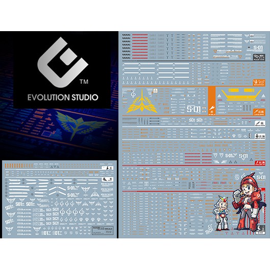 .ดีคอลน้ำ [Evo] E GK3 MG 1/100 Sazabi Ver.Ka Full Version Complete Design WATER DECAL FLUORESCENT GK