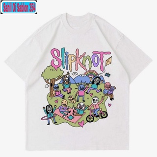 Kaos เสื้อยืดลําลอง แขนสั้น ลายการ์ตูน SLIPKNOT CARTOON BAJU BAND METAL สไตล์วินเทจ สําหรับผู้ชาย ผู้หญิง