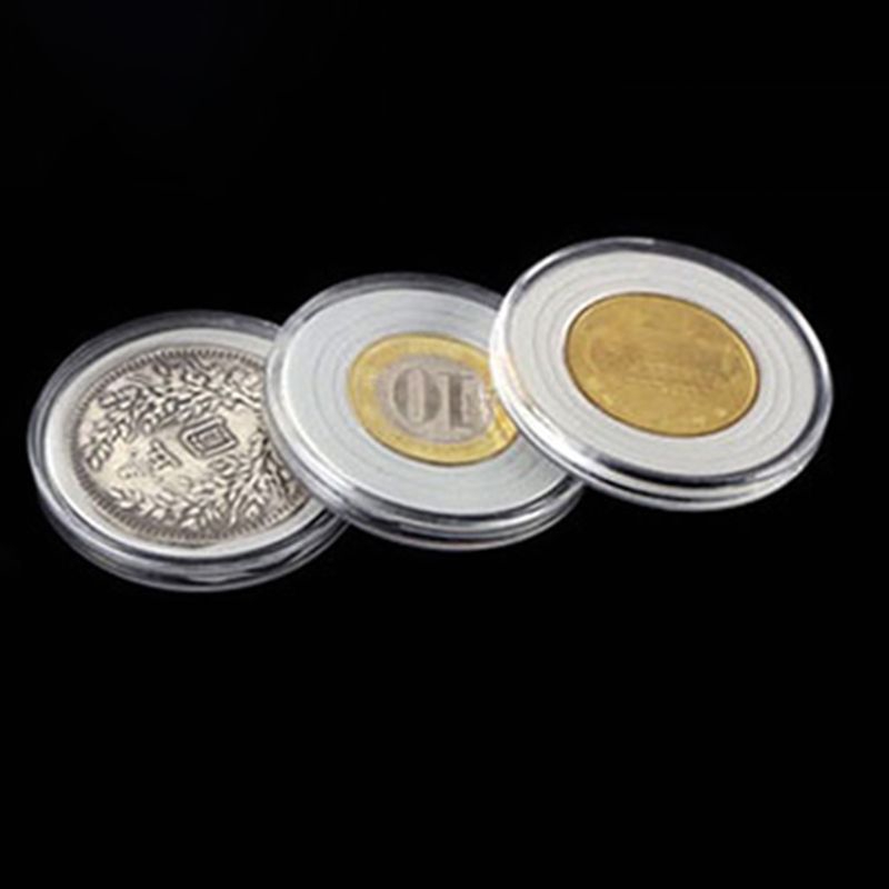 20 Capsule Porta Monete Trasparenti PS Con Cuscinetti EVA - Adatte Per Monete Da 17 A 46 Mm, Ideali Per Argento Britannia 1 Oz