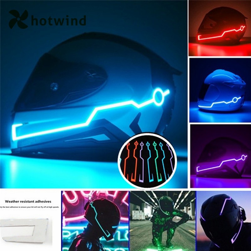 HWD2 ชิ้นไฟ LED รถจักรยานยนต์หมวกกันน็อคชุดขี่กลางคืนกระพริบสติกเกอร์ลาย