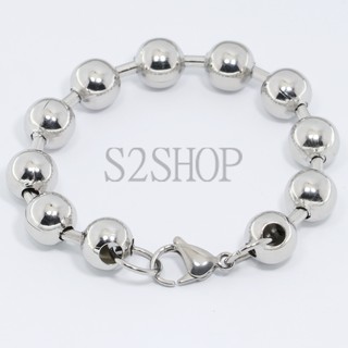 s2shop สร้อยข้อมือสแตนเลสแท้ สร้อยข้อมือสแตนเลส กำไลข้อมือสแตนเลส กำไลข้อมือ ลายบอลกลม ความกว้าง 10 มม.No.905