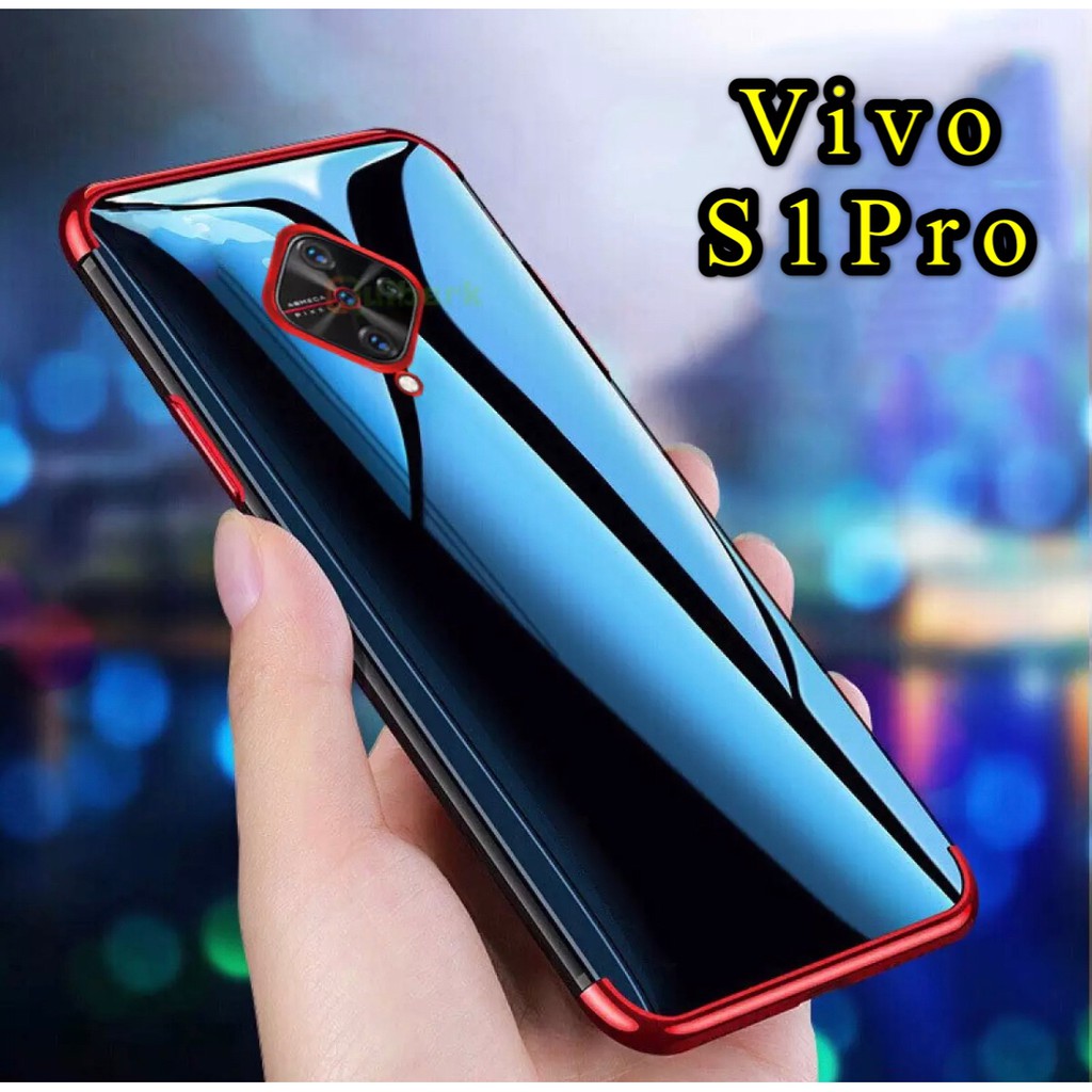 Case Vivo S1Pro เคสนิ่ม ขอบสีหลังใส เคสกันกระแทก สวยและบาง TPU CASE เคสซีลีโคน สินค้าใหม่ ส่งจากไทย