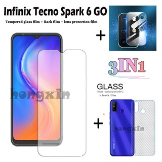 ฟิล์มกระจกนิรภัยกันรอยหน้าจอ 3 In1 สําหรับ Infinix Tecno Spark 6 Go / Spark Go 2020 / Spark 5 Pro Camon 15 Air Hd