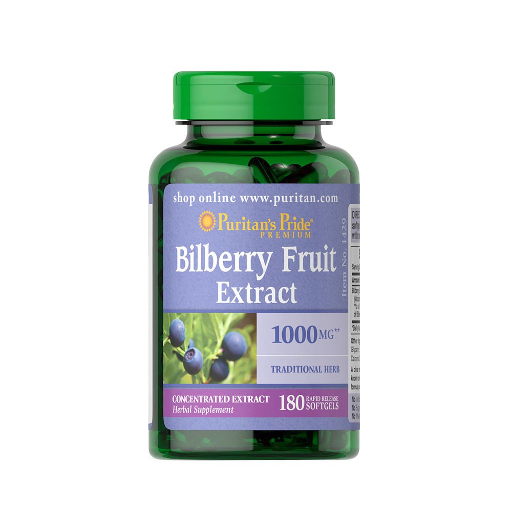 Puritan’s Pride Bilberry 4:1 Extract 1000 mg 90 | 180 Softgels