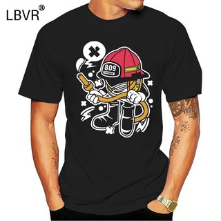 เสื้อยืด ผ้าฝ้าย 100% พิมพ์ลาย Firefighter พรีเมี่ยมS-5XL