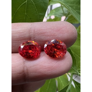 cubic zirconia Orange 10x8mm 1 piecesเพชรรัสเซีย CUBIC ZIRCONIA ROYAL DIAMOND CUT ORANGE  OVAL Cubic zirconia 2 เม็ด