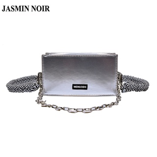 Jasmin NOIR กระเป๋าสะพายไหล่ สะพายข้าง หนัง PU แต่งสายโซ่ ขนาดเล็ก สําหรับผู้หญิง