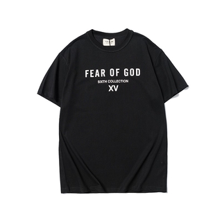 🔥🔥🔥Fear of God ความกลัวของพระเจ้าใหม่ unisex เสื้อยืดหลวม F G ฝ้ายพิมพ์เสื้อยืดแขนสั้น