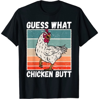 เสื้อยืดวินเทจเสื้อยืด พิมพ์ลายก้นไก่ Guess What สําหรับผู้ใหญ่S-4XL