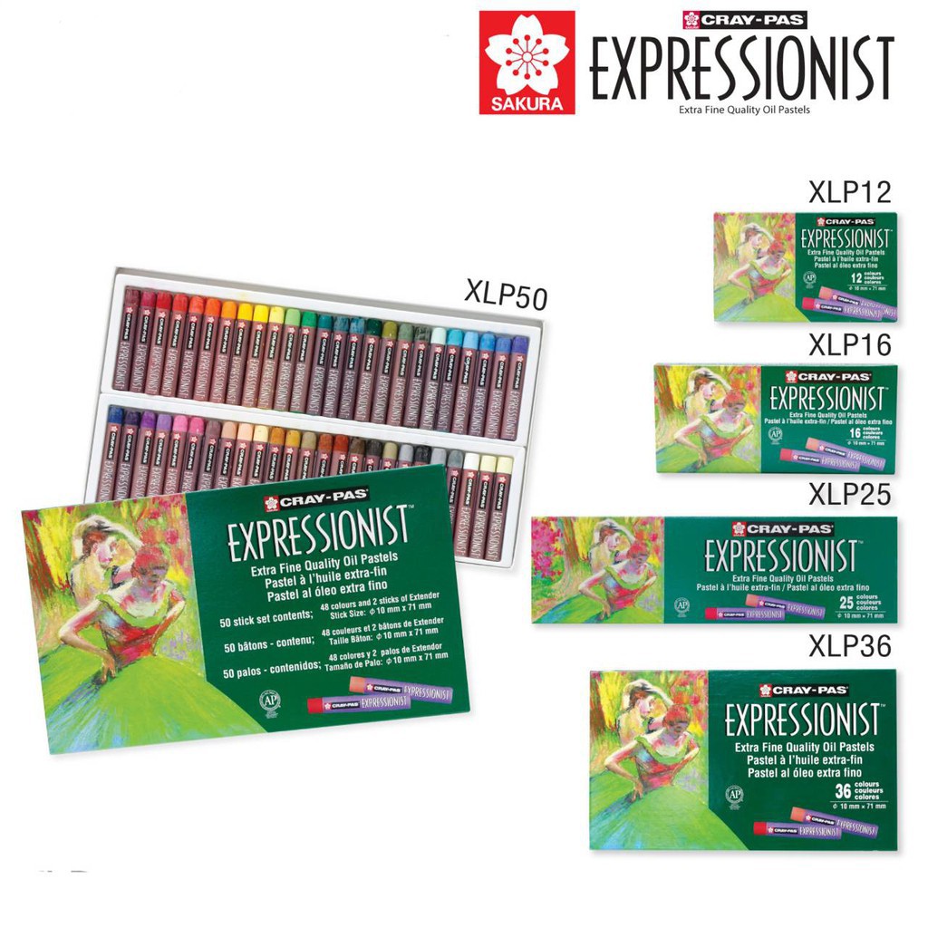 SAKURA EXPRESSIONIST ซากุระ สีชอล์ค Cray-Pas ระบายได้บนหลายพื้นผิว ใช้ร่วมกับสีน้ำได้