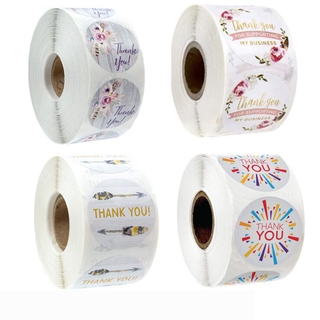 500 Pcs/roll Thank You Flower Sticker Children’s Stationery Paper Label Wedding Party Gift Decoration Seal Packaging Sticker