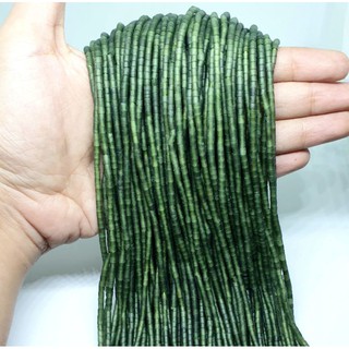 หินหยก หินแท้ธรรมชาติ 1 เส้น ขนาด 3 มม. 12.25" อะไหล่ร้อยเครื่องประดับ Natural Tube Seed Jade Beads