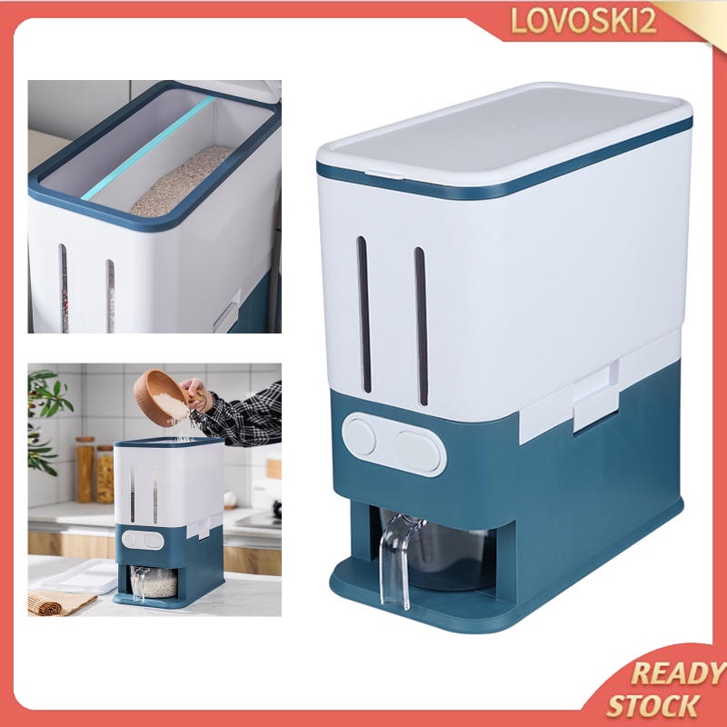 [LOVOSKI2] 10L Airtight Rice Dispenser Kitchen Food Rice Storage Bucket ...