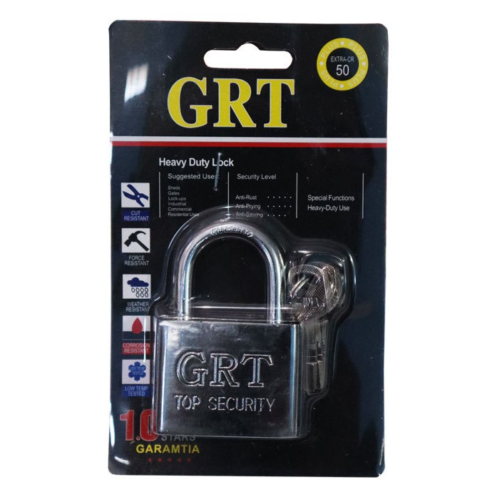 กุญแจสแตนเลสขนาด 50 มม. คอสั้น LPD GRT กุญแจรั้ว