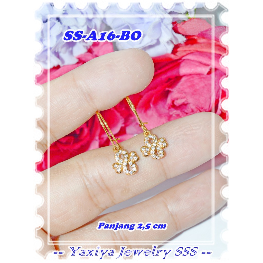 Original Yaxiya ยี่ห้อ 18K Gold Plated ต่างหู YXY-A16-BO Omega Gold Ribbon