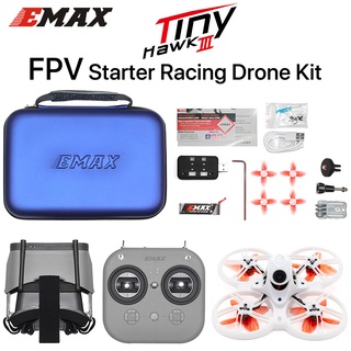 Emax Tinyhawk III 3 FPV ชุดโดรนแข่งขัน RTF พร้อมแว่นตา และรีโมตควบคุมเครื่องส่งสัญญาณ