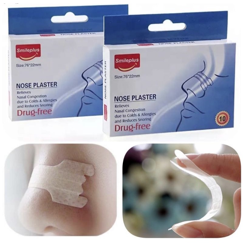 พร้อมส่ง พลาสเตอร์แปะจมูกลดกรน ลดกรน หายใจสะดวก เพิ่มอากาศหายใจ 1 กล่อง 10 ชิ้น
