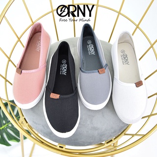 แหล่งขายและราคา🌈 OY78 ORNY(ออร์นี่) รองเท้าผ้าใบแบบสวม รองเท้าผ้าใบผูหญิงอาจถูกใจคุณ