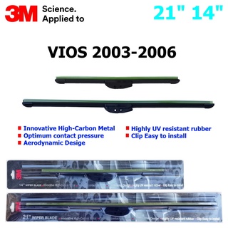 ใบปัดน้ำฝน 3M Silicone Model สำหรับ Toyota Vios 2003-2006 ขนาดใบ 21"+14 " สินค้าระดับพรีเมี่ยม หรูหรา สวยงาม ทนทาน