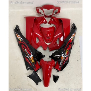 ชุดสีเวฟ125R สีแดง - ท้ายดำ ติดลายRตรงรุ่น เบ้ากลม หน้าแหลม สินค้าพร้อมจัดส่ง