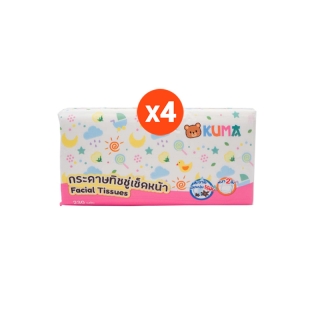 KUMA Facial Tissue กระดาษทิชชู่เช็ดหน้า 230 แผ่น : 4ห่อ